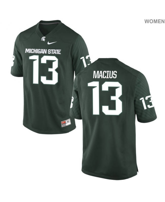 Women's Michigan State Spartans #13 Mickey Macius NCAA Nike Authentic Green College Stitched Football Jersey KM41G61RH